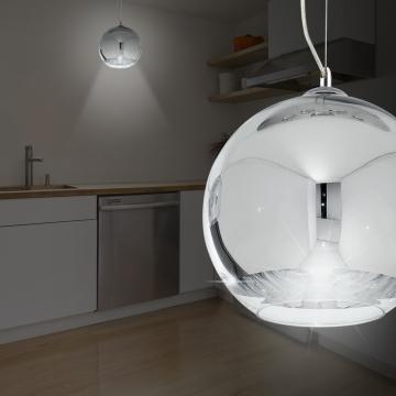 Lampada a sospensione a sfera in vetro Ø200mm | Moderna | Retro | Cromo