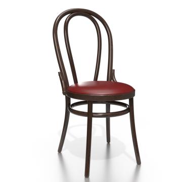 DIJON | Sedia in legno curvato | Wengé | Legno di prua | Pelle Bordeaux