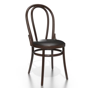 DIJON | Sedia in legno curvato | Wengé | Legno di prua | Pelle nera