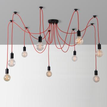 Glödlampa hängande lampa design | retro | röd | aluminium