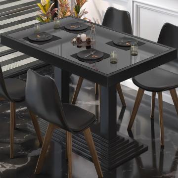 ABP | Cafébord med glassplate | B:D:H 110 x 60 x 76 cm | Sort / kantsvart / ramme sort | Rektangulær
