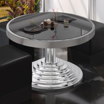 ABP | Low Bistro Table | Ø:H 70 x 40 cm | Black / Chrome / Stainless steel