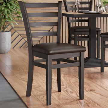 ALESSANDRO | Wooden Restaurant Chair | Dark brown | Leather