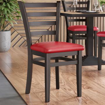 ALESSANDRO | Wooden Restaurant Chair | Red | Leather