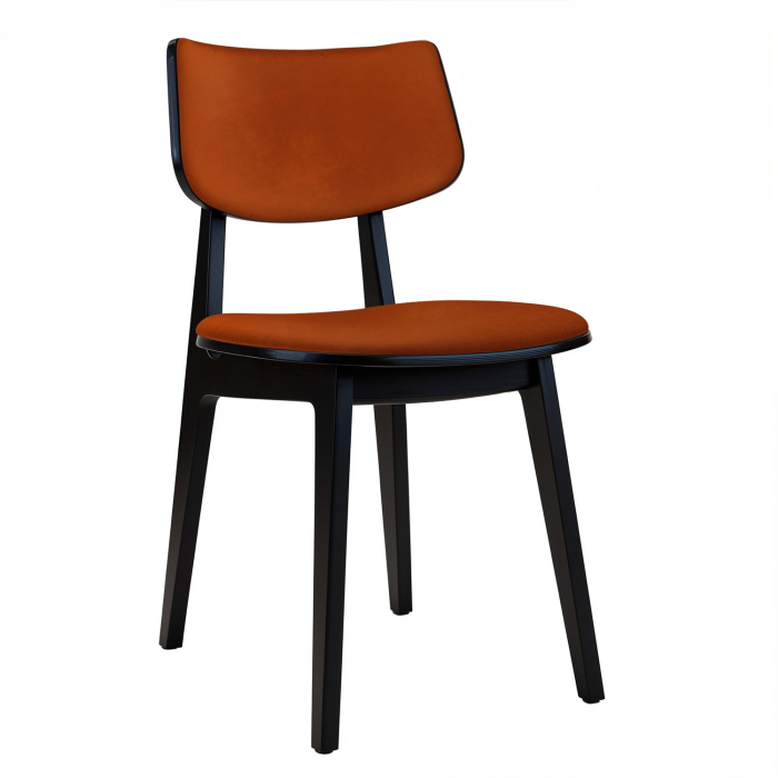 Amaia | Bistro Holz Stuhl | Sitz Samt | Orange