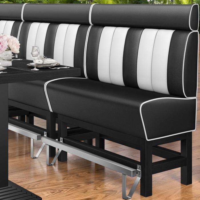 AMERICAN 1 | Bar Height American Diner Booth | W:H 200 x 158 cm | Striped | Black | Leather