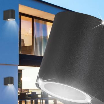 AMELIA utendørs vegglampe svart aluminium moderne opp og ned spotlight 35W GU10 8cm IP44