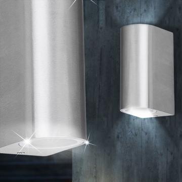 AMELIA Udendørs væglampe Sølv Alu Moderne Up & Down Spotlight 20W 2xGU10 8cm IP44