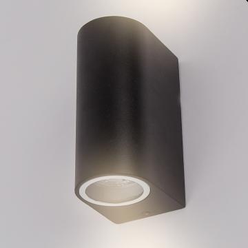 AMELIA Outdoor Wall Light Black Alu Modern Up & Down Spotlight 20W 2xGU10 8cm IP44