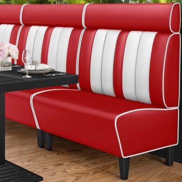 AMERICAN 1 | Restaurantsofa i diner stil | B: H 100 x 128 cm | Stripete | rød | lær