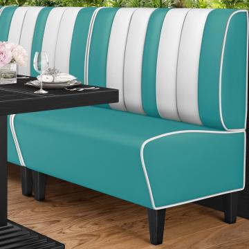 AMERICAN 1 | American Diner Bench | W:H 100 x 103 cm | Striped | Turquoise | Leather