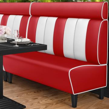 AMERICAN 1 | Restaurantsofa i diner stil | B: H 200 x 160 cm | Stripete | rød | lær