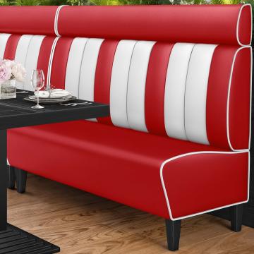 AMERICAN 1 | Restaurantsofa i diner stil | B: H 180 x 128 cm | Stripete | rød | lær