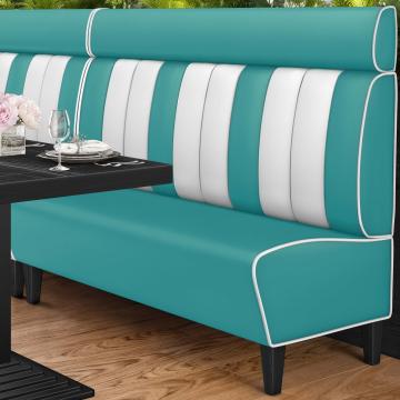 AMERICAN 1 | American Diner Bench | W:H 180 x 128 cm | Striped | Turquoise | Leather