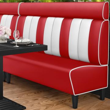 AMERICAN 1 | Restaurantsofa i diner stil | B: H 200 x 128 cm | Stripete | rød | lær