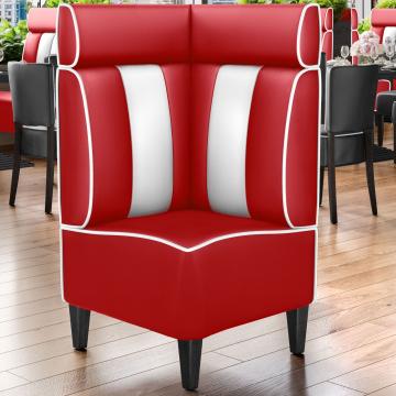 AMERICAN 1 | Diner Corner Booth | W:H 64 x 128 cm | Striped | Red | Leather