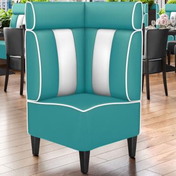 AMERICAN 1 | Diner Corner Booth | W:H 64 x 128 cm | Striped | Turquoise | Leather