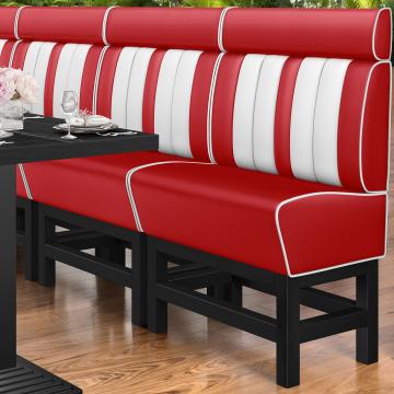 AMERICAN 1 | Bar Height American Diner Booth | W:H 100 x 158 cm | Striped | Red | Leather