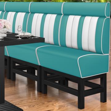 AMERICAN 1 | Diner High Bench | WxH: 100 x 158 cm | Striped | Turquoise | Leather