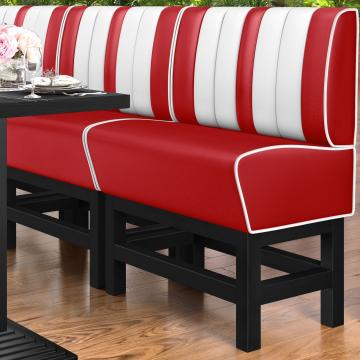AMERICAN 1 | Hög diner soffa | B:H 100 x 133 cm | Randig | Röd | Läder