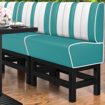 AMERICAN 1 | Bar Height American Diner Booth | W:H 100 x 133 cm | Striped | Turquoise | Leather