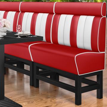 AMERICAN 1 | Hög diner soffa | B:H 120 x 158 cm | Randig | Röd | Läder