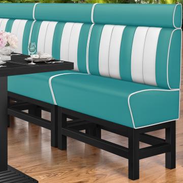 AMERICAN 1 | Diner High Bench | WxH: 120 x 158 cm | Striped | Turquoise | Leather