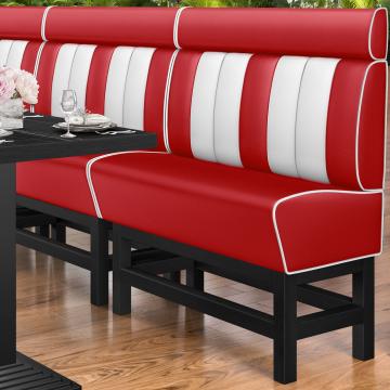 AMERICAN 1 | Bar Height American Diner Booth | W:H 180 x 158 cm | Striped | Red | Leather
