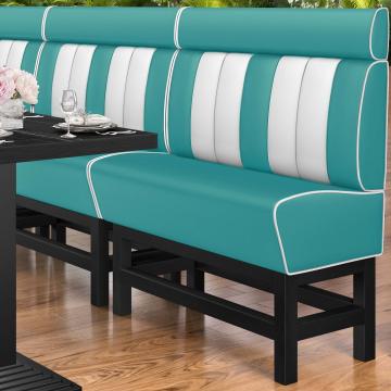 AMERICAN 1 | Bar Height American Diner Booth | W:H 160 x 158 cm | Striped | Turquoise | Leather