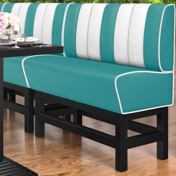 AMERICAN 1 | Bar Height American Diner Booth | W:H 200 x 133 cm | Striped | Turquoise | Leather