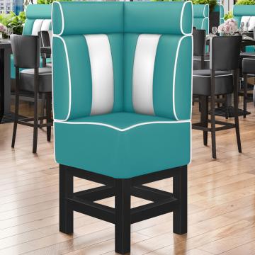 AMERICAN 1 | Diner Corner Booth | W:H 64 x 158 cm | Striped | Turquoise | Leather