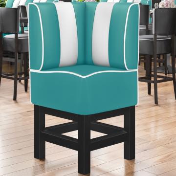 AMERICAN 1 | Diner Corner Booth | W:H 64 x 133 cm | Striped | Turquoise | Leather