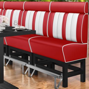 AMERICAN 1 | Hög diner soffa | B:H 100 x 158 cm | Randig | Röd | Läder