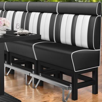 AMERICAN 1 | Bar Height American Diner Booth | W:H 100 x 158 cm | Striped | Black | Leather