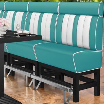 AMERICAN 1 | Bar Height American Diner Booth | W:H 100 x 158 cm | Striped | Turquoise | Leather
