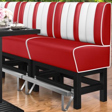 AMERICAN 1 | Bar Height American Diner Booth | W:H 100 x 133 cm | Striped | Red | Leather