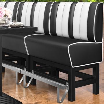 AMERICAN 1 | Bar Height American Diner Booth | W:H 100 x 133 cm | Striped | Black | Leather