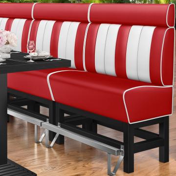 AMERICAN 1 | Bar Height American Diner Booth | W:H 120 x 158 cm | Striped | Red | Leather
