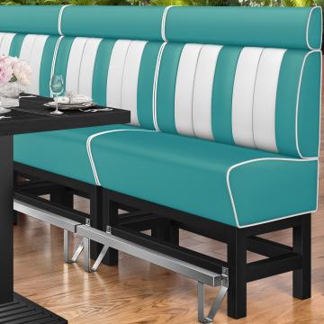 AMERICAN 1 | Bar Height American Diner Booth | W:H 120 x 158 cm | Striped | Turquoise | Leather