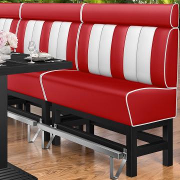 AMERICAN 1 | Bar Height American Diner Booth | W:H 160 x 158 cm | Striped | Red | Leather