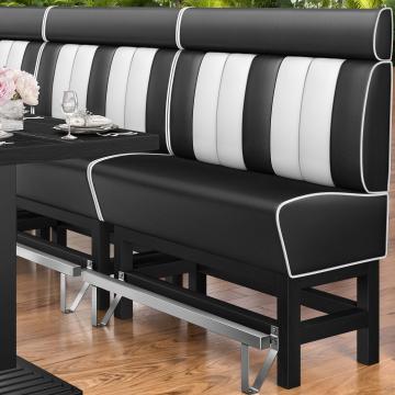 AMERICAN 1 | Bar Height American Diner Booth | W:H 200 x 158 cm | Striped | Black | Leather