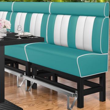 AMERICAN 1 | Bar Height American Diner Booth | W:H 140 x 158 cm | Striped | Turquoise | Leather