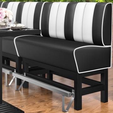 AMERICAN 1 | Bar Height American Diner Booth | W:H 120 x 133 cm | Striped | Black | Leather