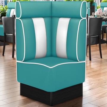 AMERICAN 2 | Diner Corner Booth | W:H 64 x 128 cm | Striped | Turquoise | Leather