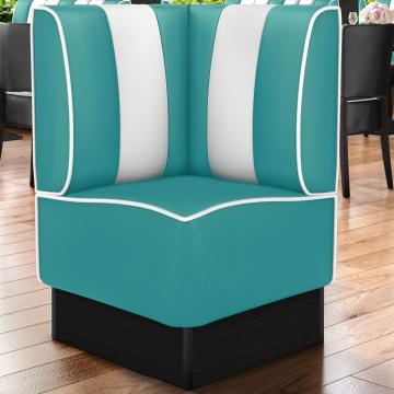 AMERICAN 2 | Diner Corner Booth | W:H 64 x 103 cm | Striped | Turquoise | Leather