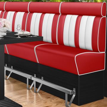 AMERICAN 2 | Hög diner soffa | B:H 100 x 158 cm | Randig | Röd | Läder