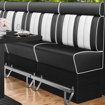 AMERICAN 2 | Bar Height American Diner Booth | W:H 100 x 158 cm | Striped | Black | Leather