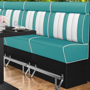 AMERICAN 2 | Bar Height American Diner Booth | W:H 100 x 158 cm | Striped | Turquoise | Leather