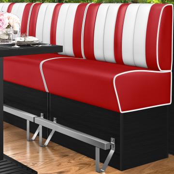 AMERICAN 2 | Hög diner soffa | B:H 100 x 133 cm | Randig | Röd | Läder