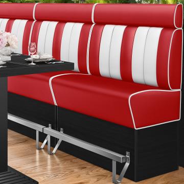 AMERICAN 2 | Hög diner soffa | B:H 120 x 158 cm | Randig | Röd | Läder
